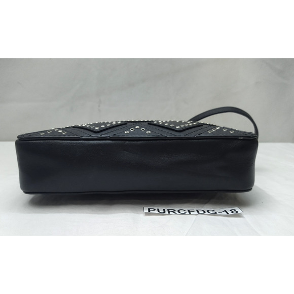 Michael Kors Jet Set Travel Black Leather Diamond Grommet Crossbody Bag - Picture 9 of 16